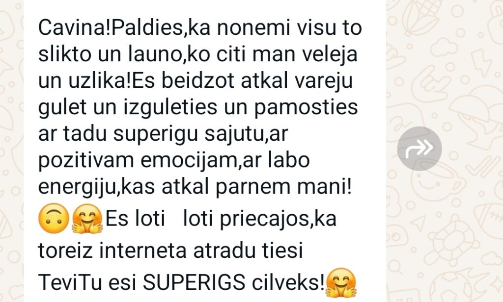 Klientu atsauksme par Aronbergs individuālo seansu