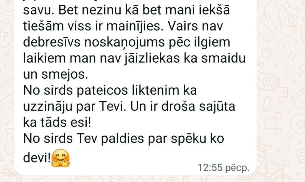 Klientu atsauksme par Aronbergs individuālo seansu