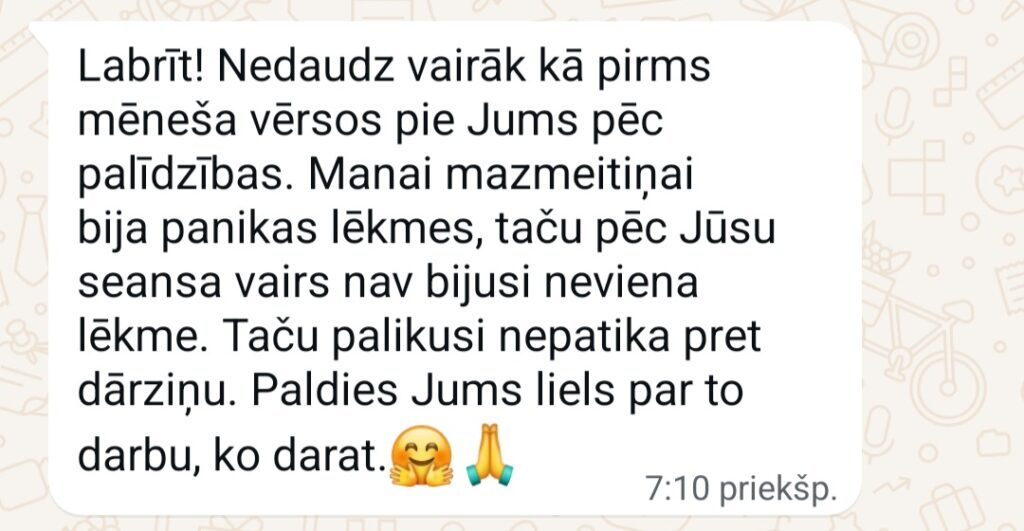 Klientu atsauksme par Aronbergs individuālo seansu