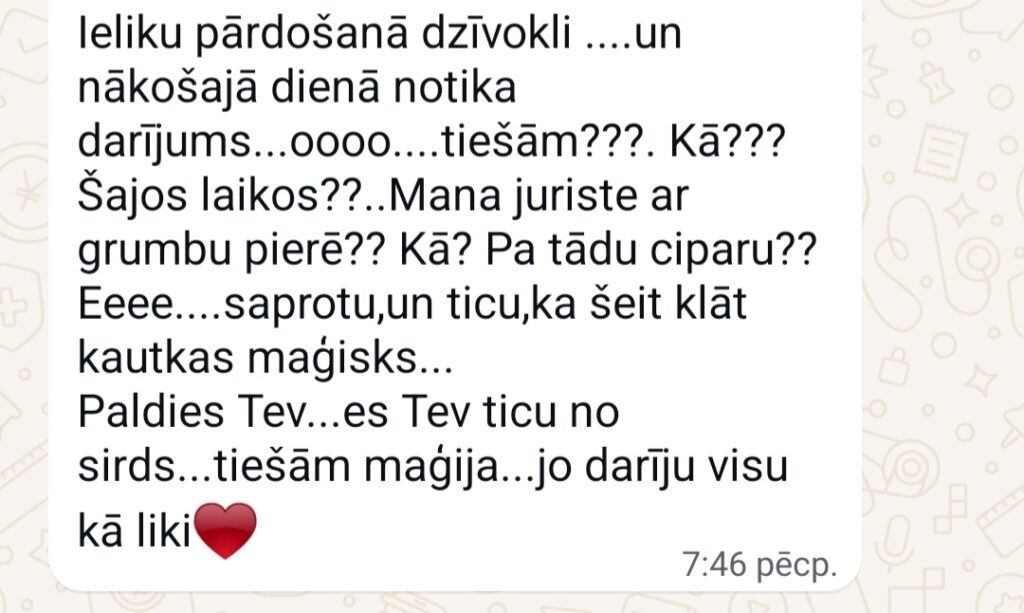 Klientu atsauksme par Aronbergs individuālo seansu