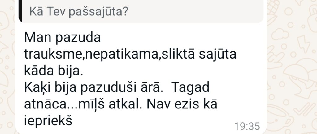 Klientu atsauksme par Aronbergs individuālo seansu