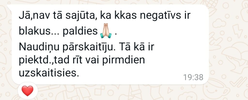 Klientu atsauksme par Aronbergs individuālo seansu