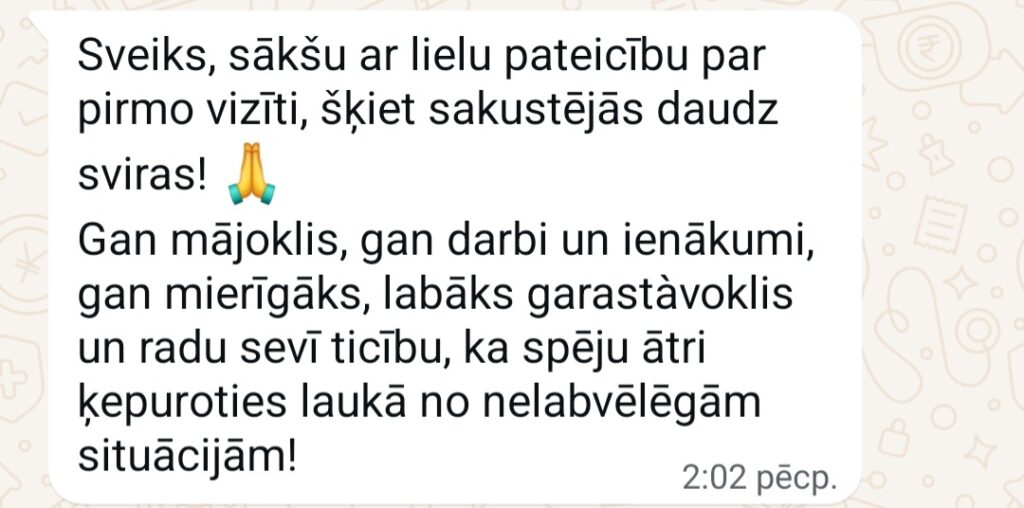 Klientu atsauksme par Aronbergs individuālo seansu