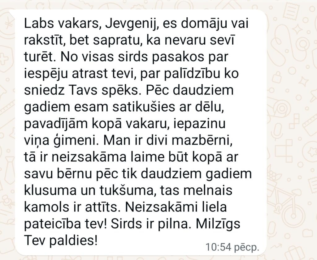 Klientu atsauksme par Aronbergs individuālo seansu