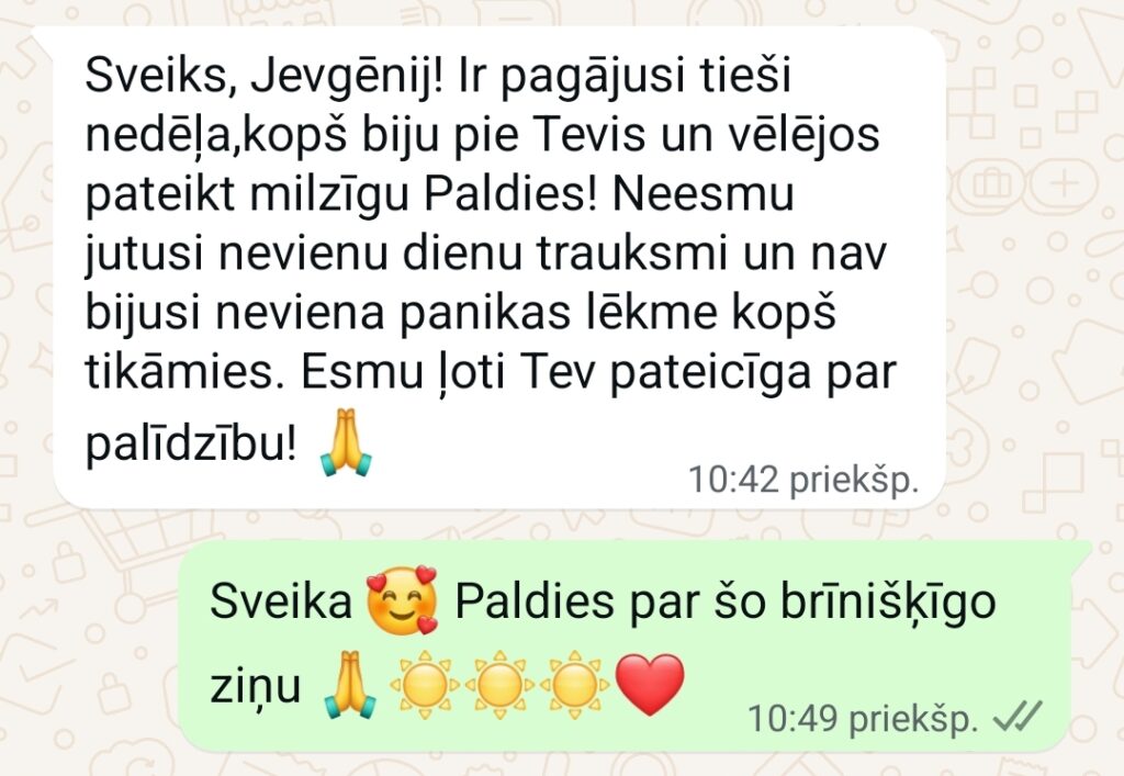 Klientu atsauksme par Aronbergs individuālo seansu
