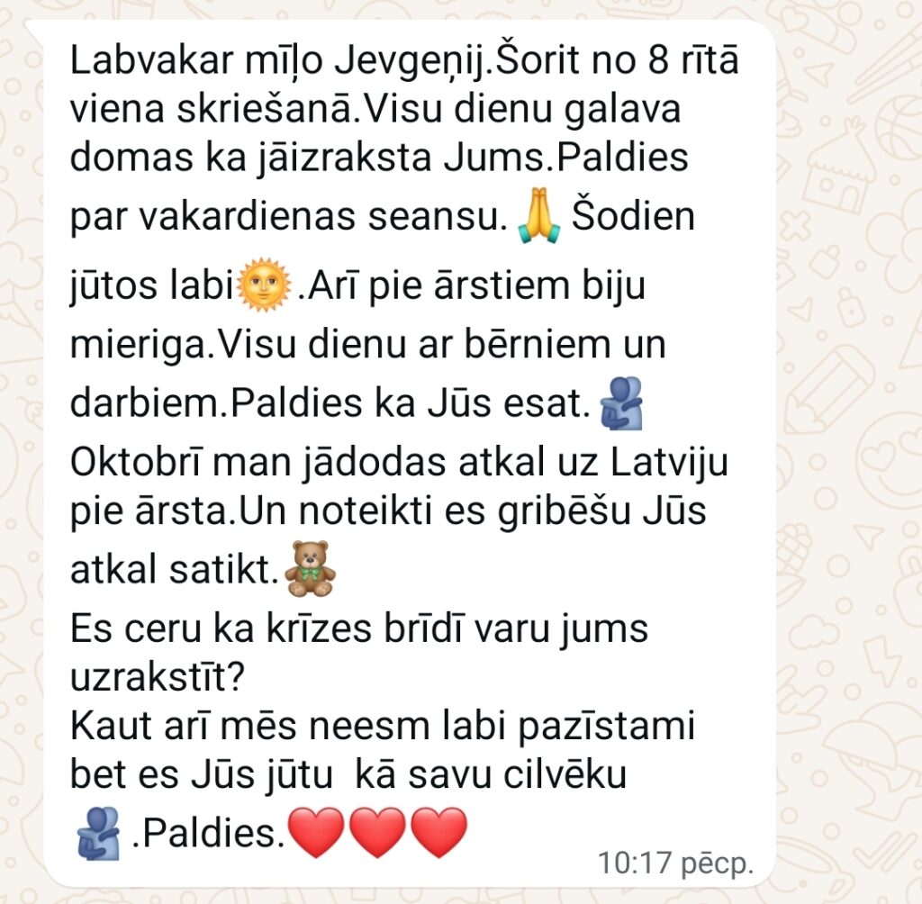 Klientu atsauksme par Aronbergs individuālo seansu