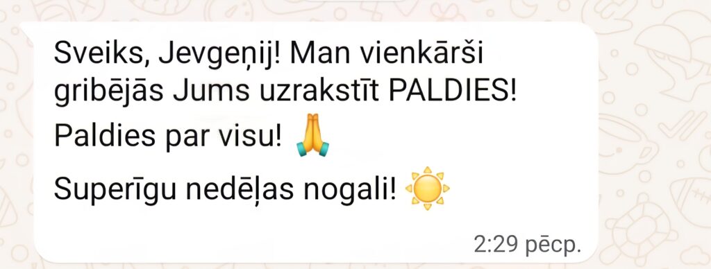 Klientu atsauksme par Aronbergs individuālo seansu