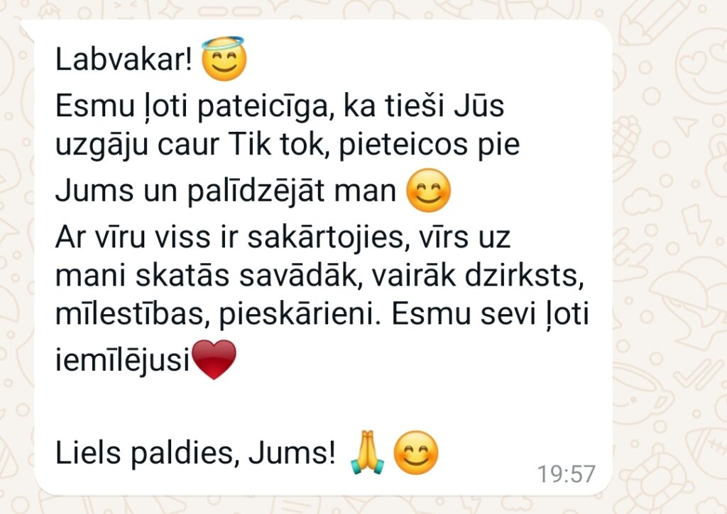 Klientu atsauksme par Aronbergs individuālo seansu