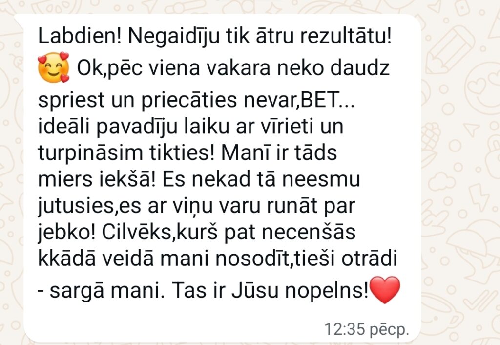 Klientu atsauksme par Aronbergs individuālo seansu